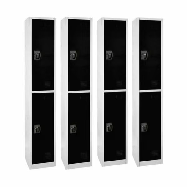 72in x 12in x 12in Double-Compartment Steel Tier Key Lock Storage Locker in Black, 4PK, Adiroffice, Mfr#: ADI629-202-BLK-4PK